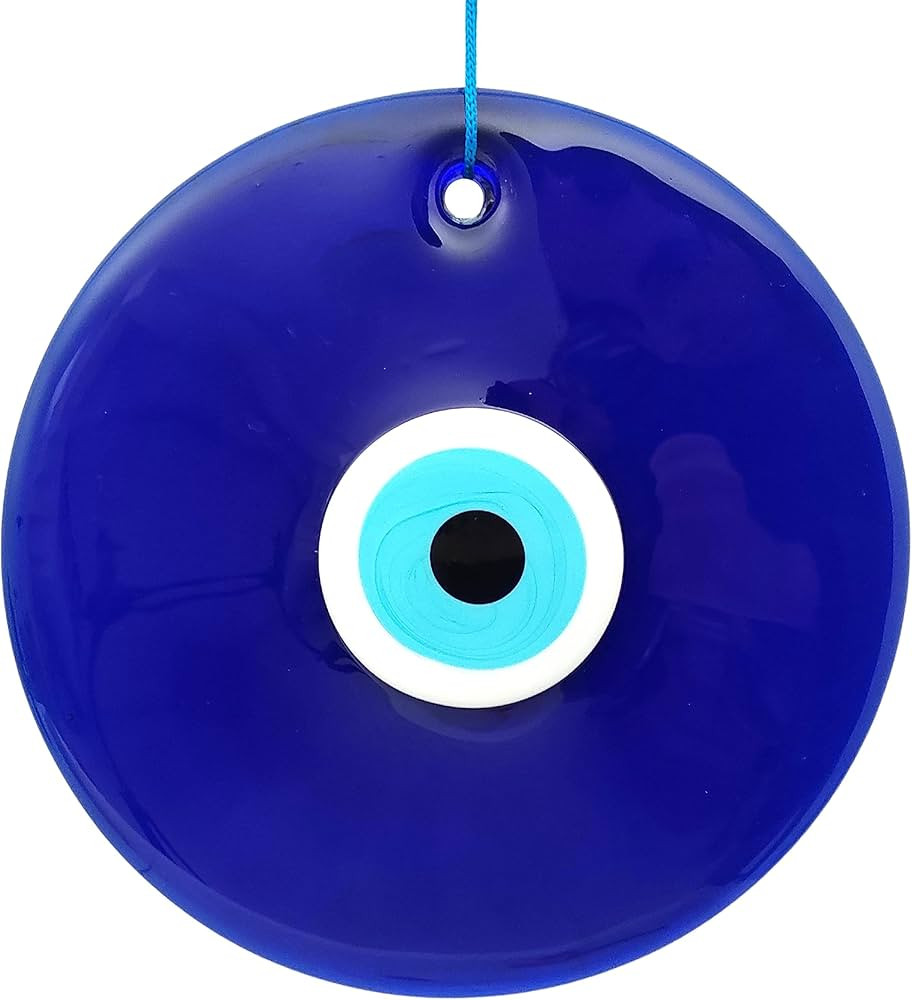 10" Glass Blue Evil Eye Wall Hanging Ornament - Evil Eye Decor - Turkish Handmade Nazar Amulet - ... | Amazon (US)