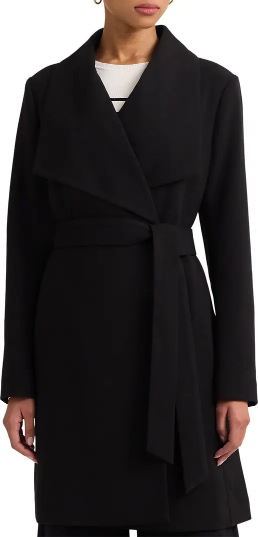 Lauren Ralph Lauren Drape Lapel Belted Crepe Longline Coat | Nordstrom | Nordstrom