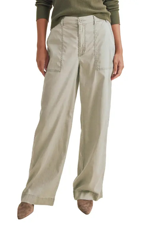 Splendid Colette Wide Leg Stretch Cotton Blend Pants in Eucalyptus Green at Nordstrom, Size Large | Nordstrom