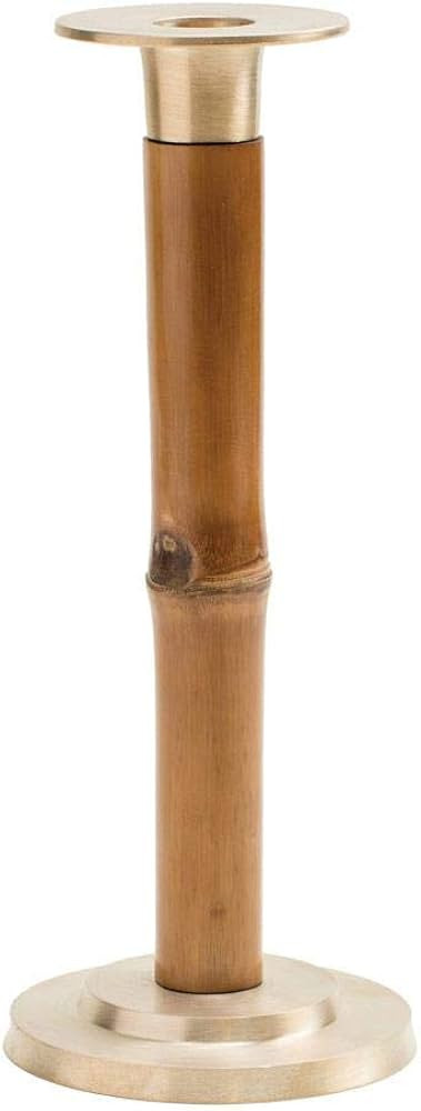 Caspari Brass & Bamboo Candlestick Light Brown 10 in. Tall - Set of 2 | Amazon (US)