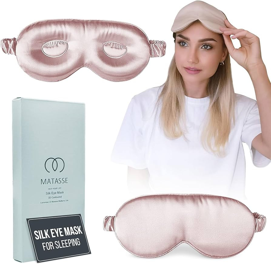MATASSE 22 Momme Mulberry Silk Eye Sleeping Mask with Adjustable Strap - 3D Contoured Eye Mask fo... | Amazon (US)