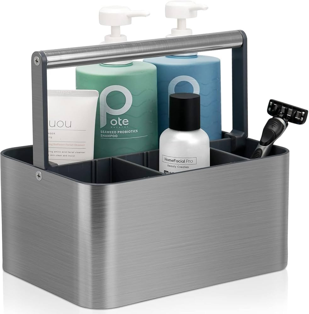 Portable Shower Caddy Basket Bin with Handle and Adjustable dividers for College Dorm, Large Plas... | Amazon (US)