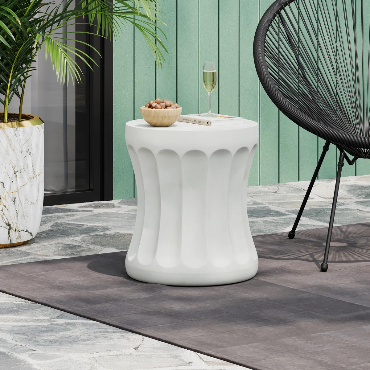 Lennon Outdoor Round Lightweight Concrete Side Table | Wayfair North America