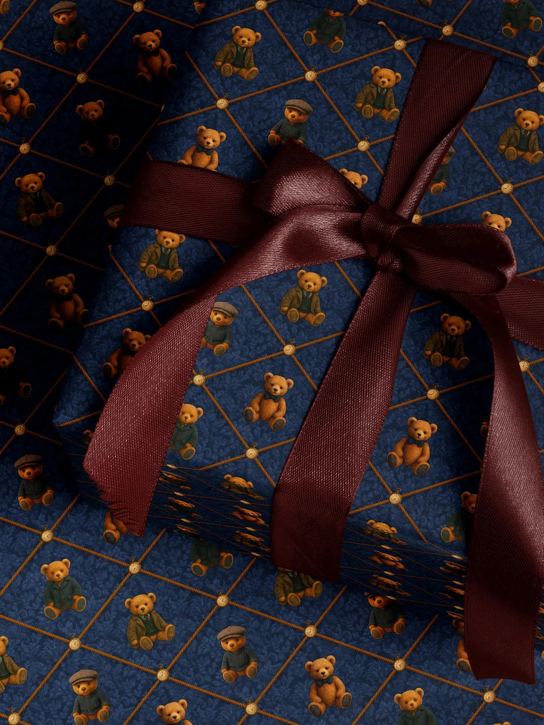 Children Gift Wrap Teddy Bear Wrapping Paper First Birthday Party Gift Wrap Blue Wrapping Paper f... | Etsy (US)