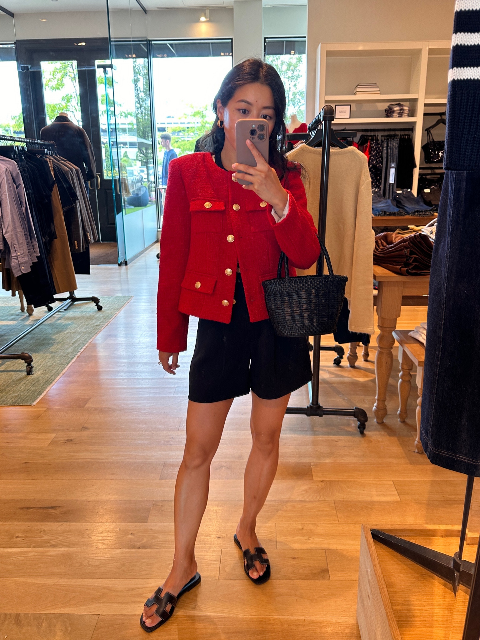 Trying on J. Crew tweed jacket in the color of the season! Love lady jackets with jeans for an elevated casual look.

If tweed is too formal for you I also linked 2 similar more casual sweater jackets 

• J. Crew Isabella lady jacket in red tweed 00- comes in several colors. Classic cut and fit. Beautiful quality and color. Slightly big on me.

• Quince crepe shorts. Size 0 fits a little loose on me. measures 13” across the waist when lying flat and unstretched with a 10” rise and 4.5” inseam  

• Hermes sandals (linked look for less)

• J. Crew bag - sold out, linked similar 

#LTKsalealert #LTKworkwear #LTKSeasonal