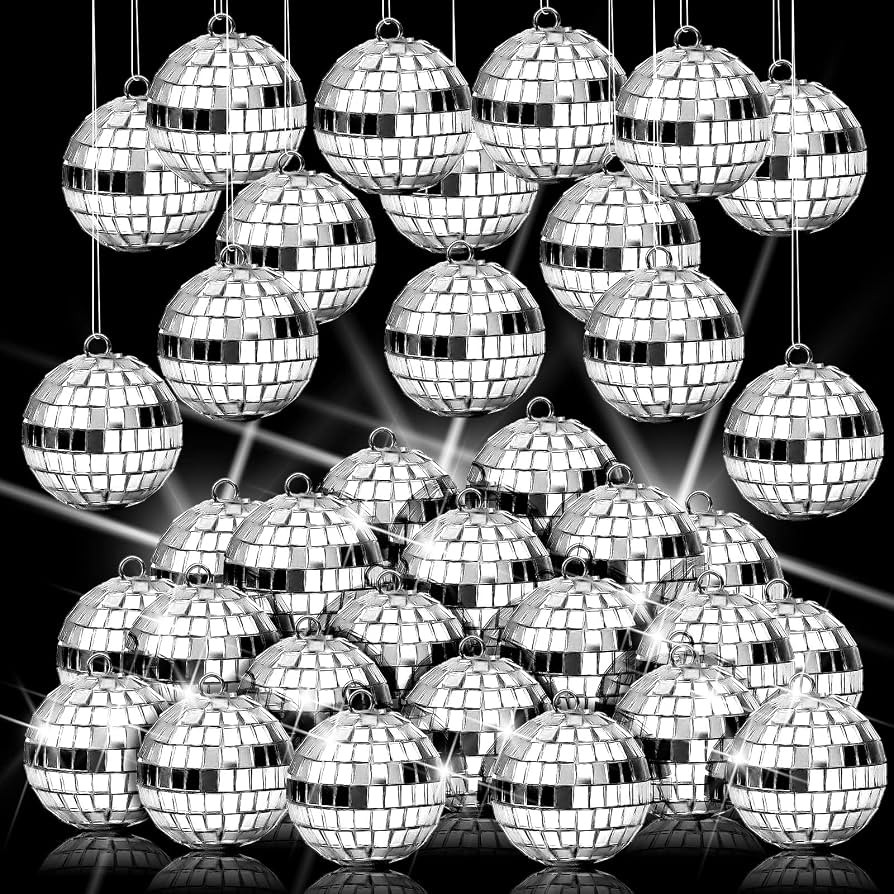 Sumind 50 Pcs Christmas Hanging Disco Ball Ornaments Mini Disco Ball Cake Decoration Bulk Reflect... | Amazon (US)
