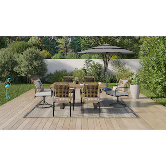 Origin 21 Clairmont 7-Piece Patio Dining Set with Cream Cushions | Lowe's