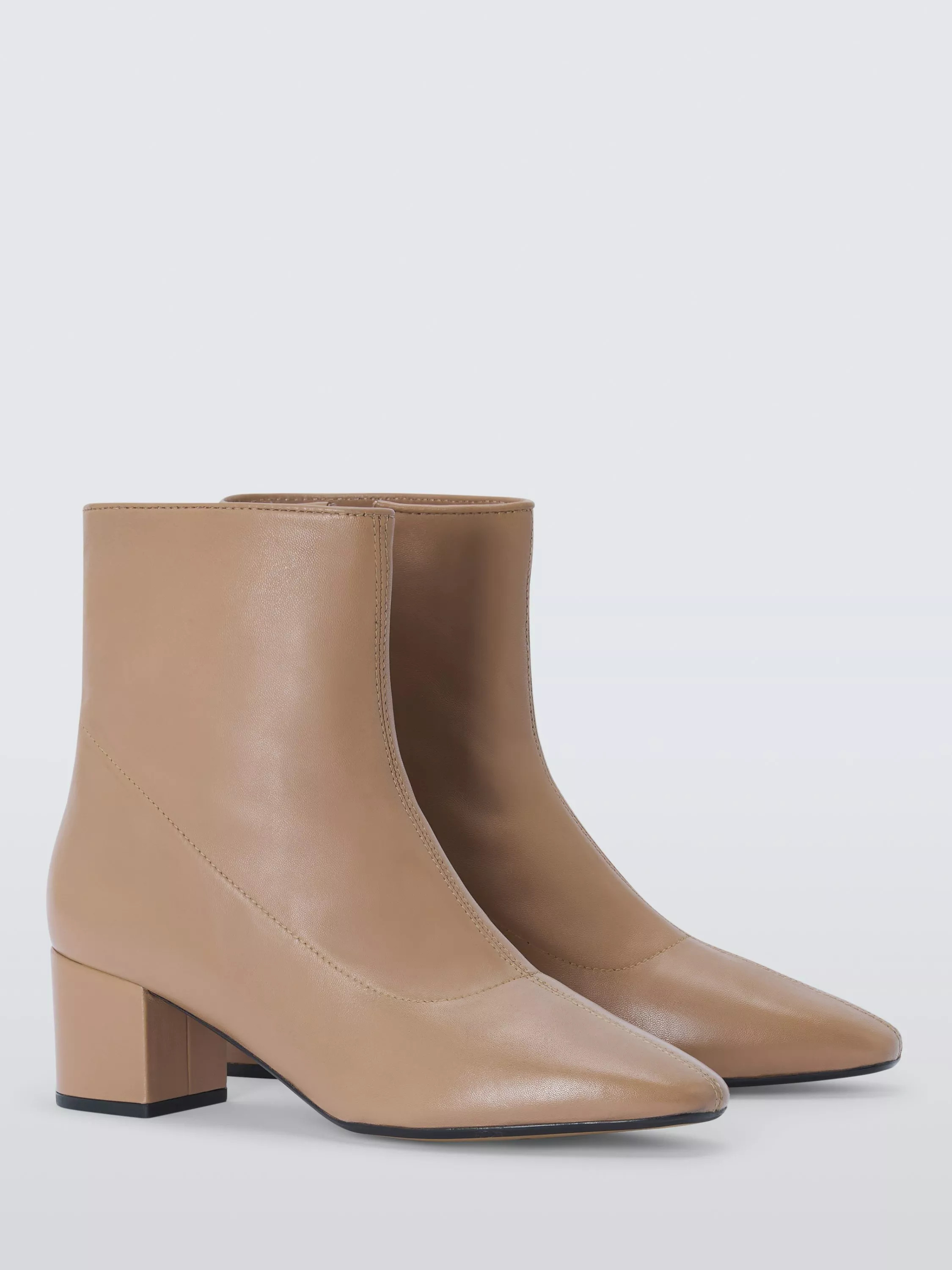 John Lewis Olive Leather Block Heel Ankle Boots | John Lewis (UK)