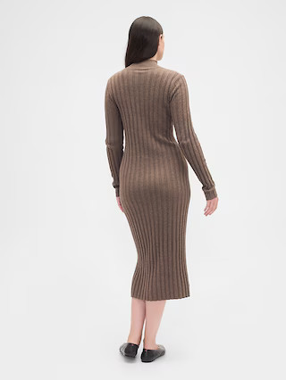 CashSoft Ribbed Mockneck Midi Dress | Gap Factory