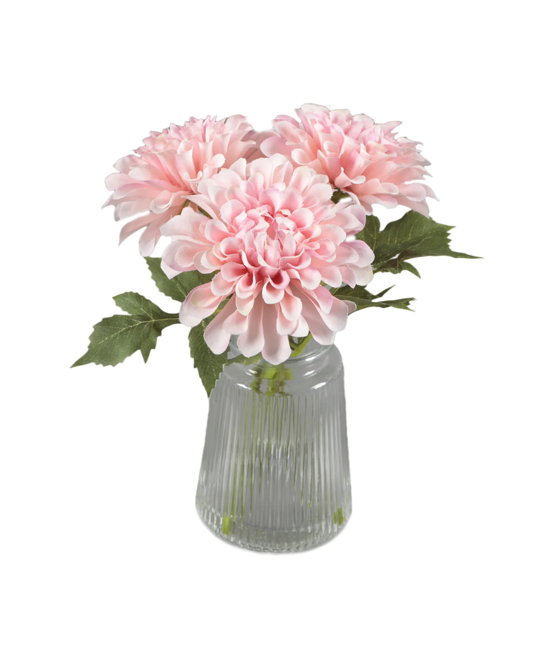 9.5" H Mainstays Faux Pink Dahlia Tabeltop Floral Arrangement in Glass Vase - 1 lb | Walmart (US)
