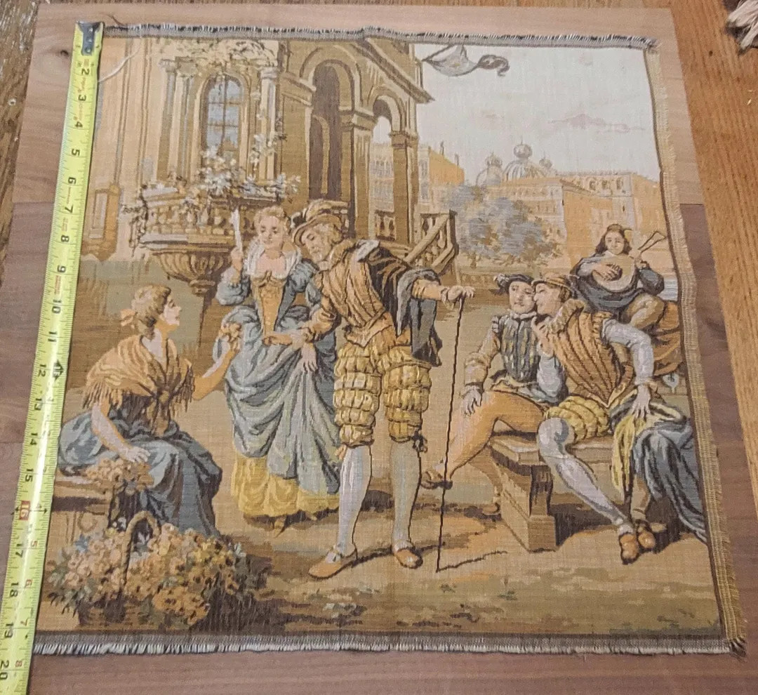 Belgium Tapestry Flower Woman Street Musicians Noble Couple Courtyard Scene | Etsy (US)