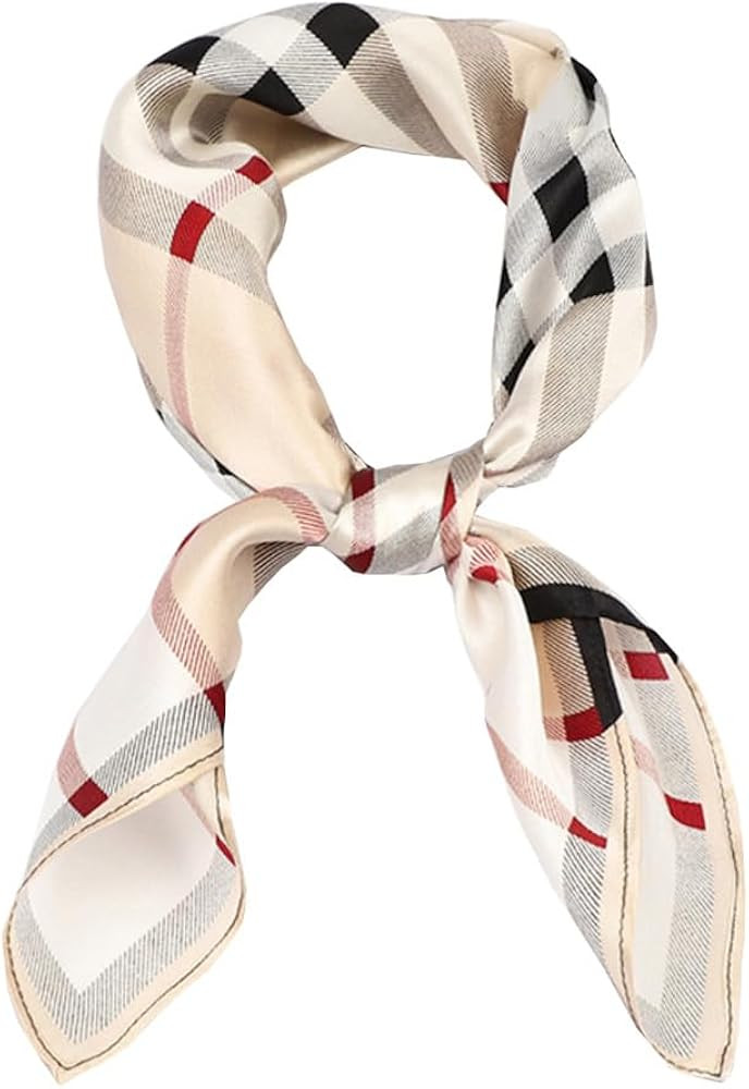 JERLA Women's Men's Small Square 100% Real Mulberry Silk satin Scarfs Hair head face scarf 21" x ... | Amazon (US)