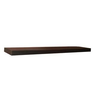 inPlace 48 in. W x 10.2 in. D x 2 in. H Espresso MDF Large Floating Wall Shelf 9084650 | The Home Depot