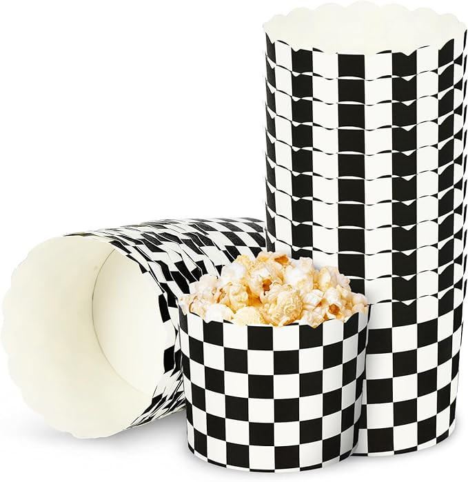 100Pcs Plaid Paper Baking Cups White Black Checkered Cupcake Wrappers Scalloped Edge Cupcake Muff... | Amazon (US)