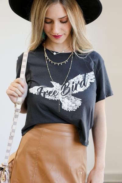 Free Bird Crop Tee In Black | Southern House Boutique