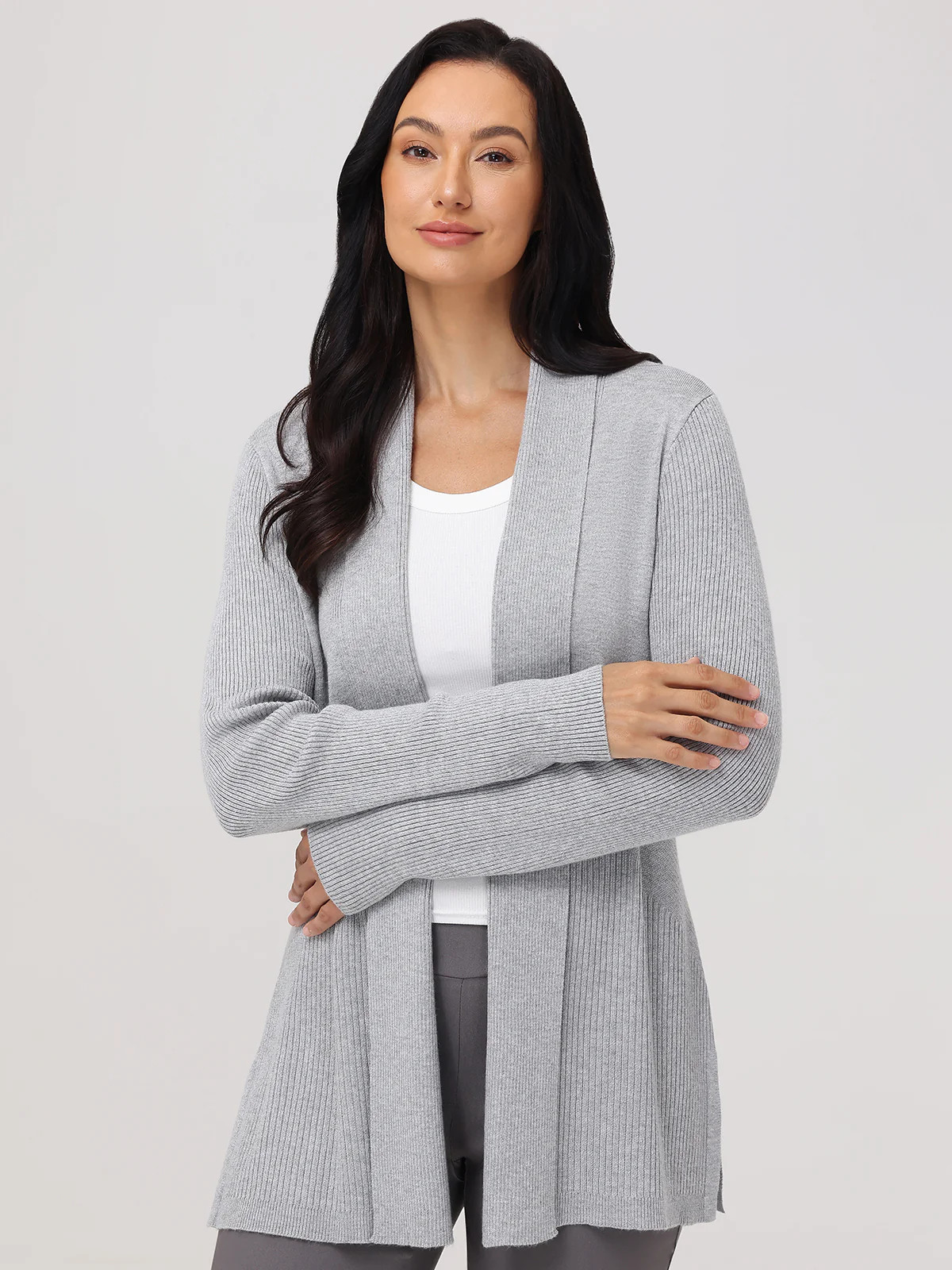 89th & Madison Turnback Directional Rib Open Cardigan | 89th + Madison