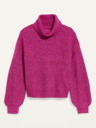 Heathered Shaker-Stitch Turtleneck Sweater for Women | Old Navy (US)