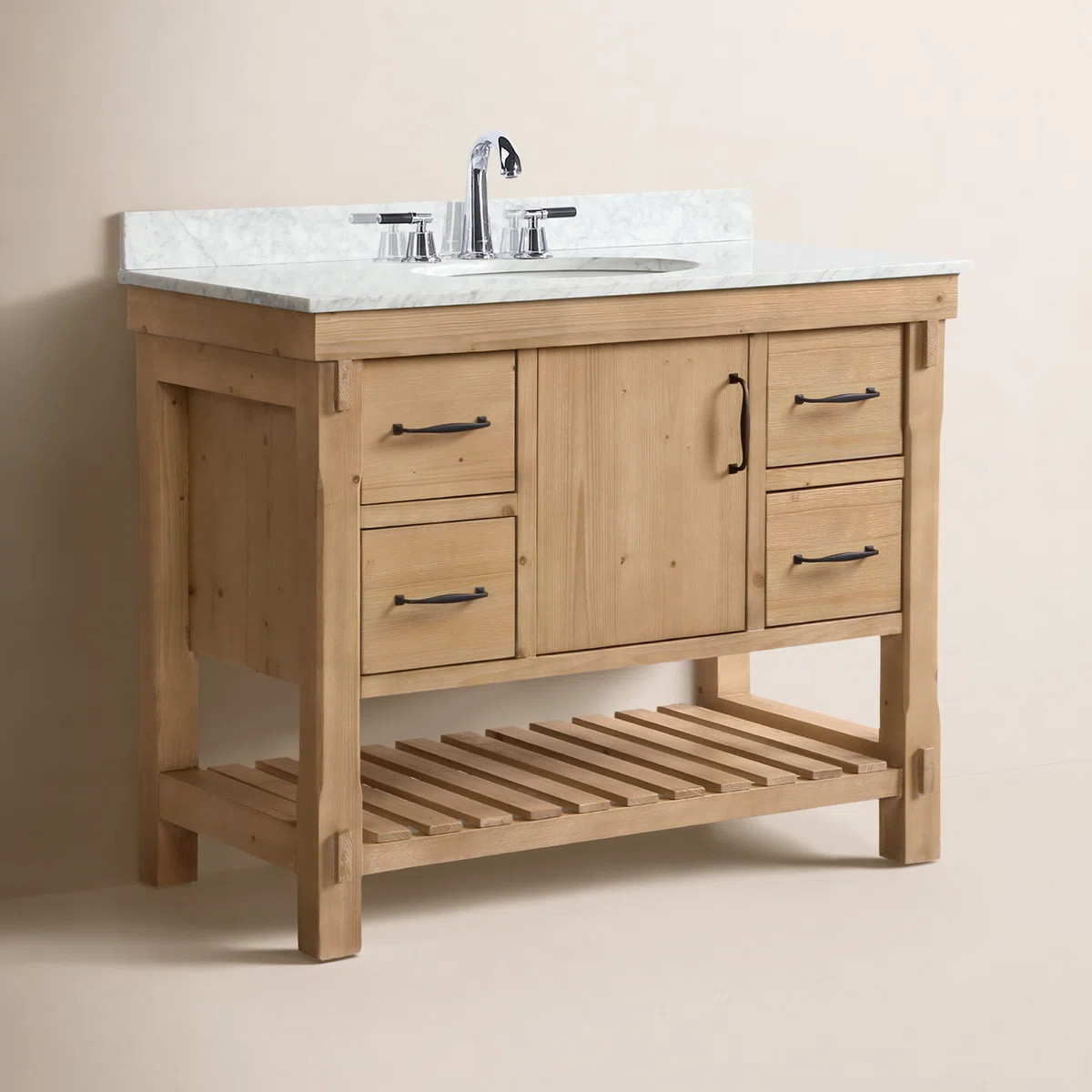 Marina 42'' Single Bathroom Vanity with Carrara Marble Top | Wayfair North America