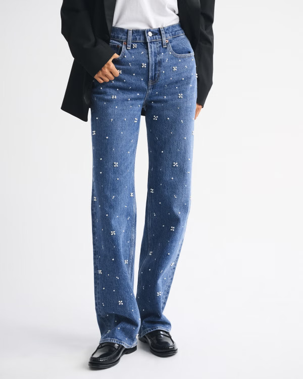 High Rise 90s Relaxed Pearl Jean | Abercrombie & Fitch (UK)