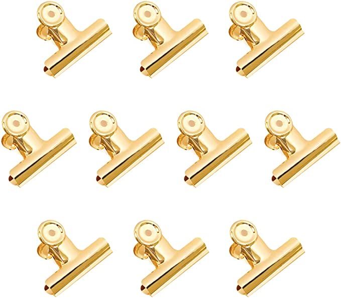 Gold Bull Binder Paper Clips, Coideal 10 Pack 2 Inch Stainless Steel Large Metal Hinge Clips for ... | Amazon (US)