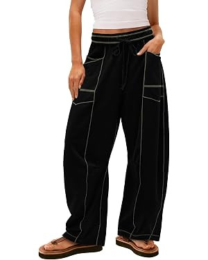 Yanekop Womens Baggy Wide Leg Pants Casual Fall Trousers Palazzo Pants Drawstring Waist Barrel Sw... | Amazon (US)
