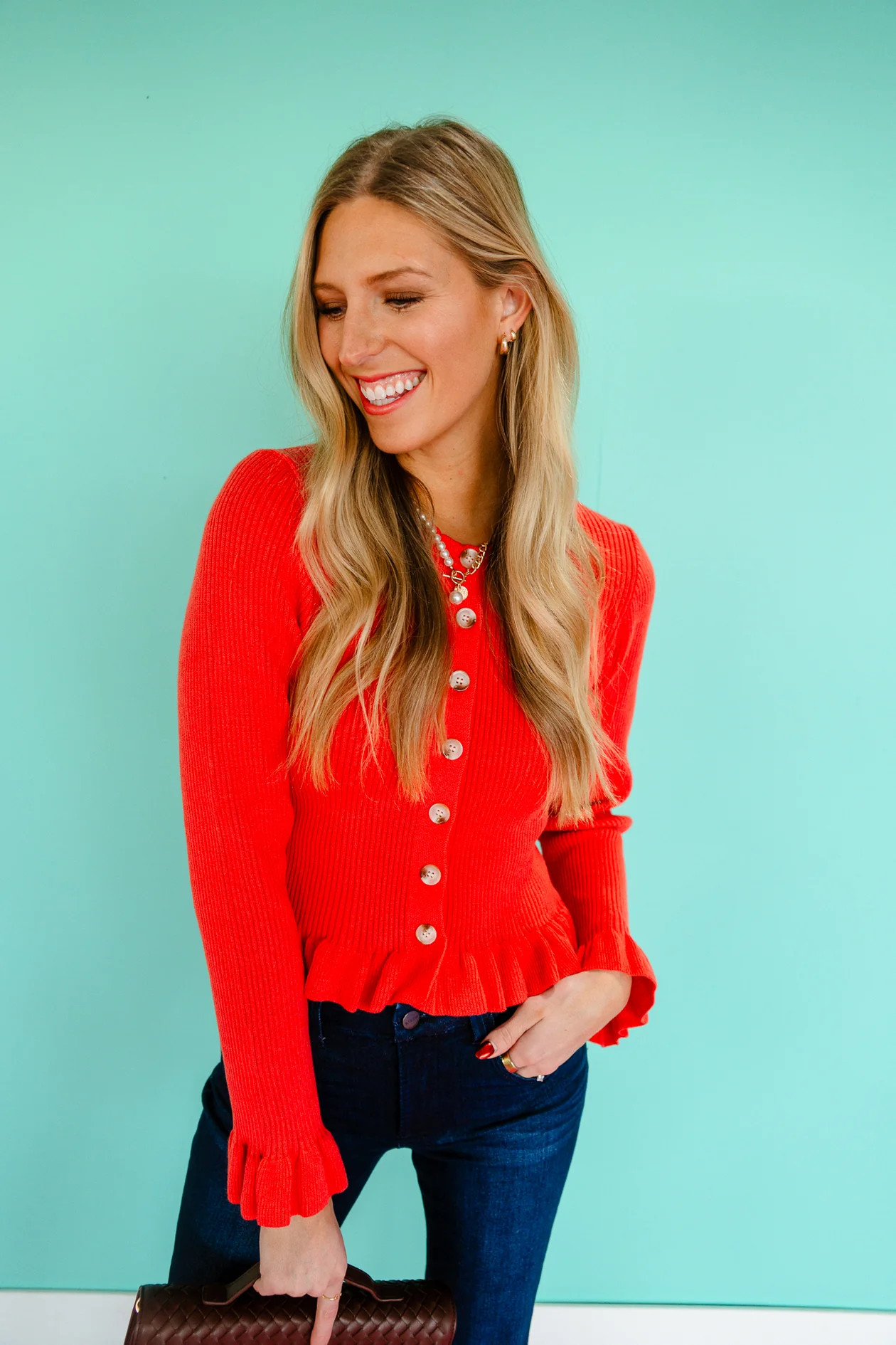 Caitlyn Ribbed Ruffle Hem Cardigan | MyEllement Boutique