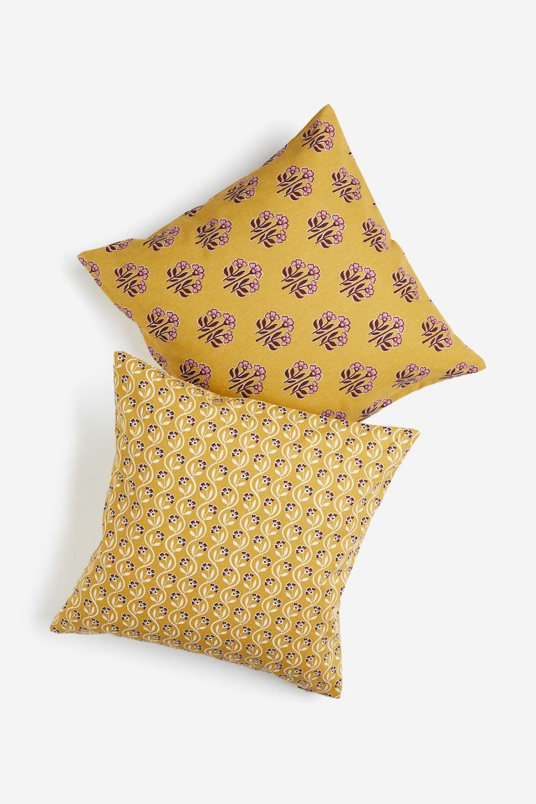 2-pack printed cushion covers - Yellow/floral - Home All | H&M US | H&M (US + CA)