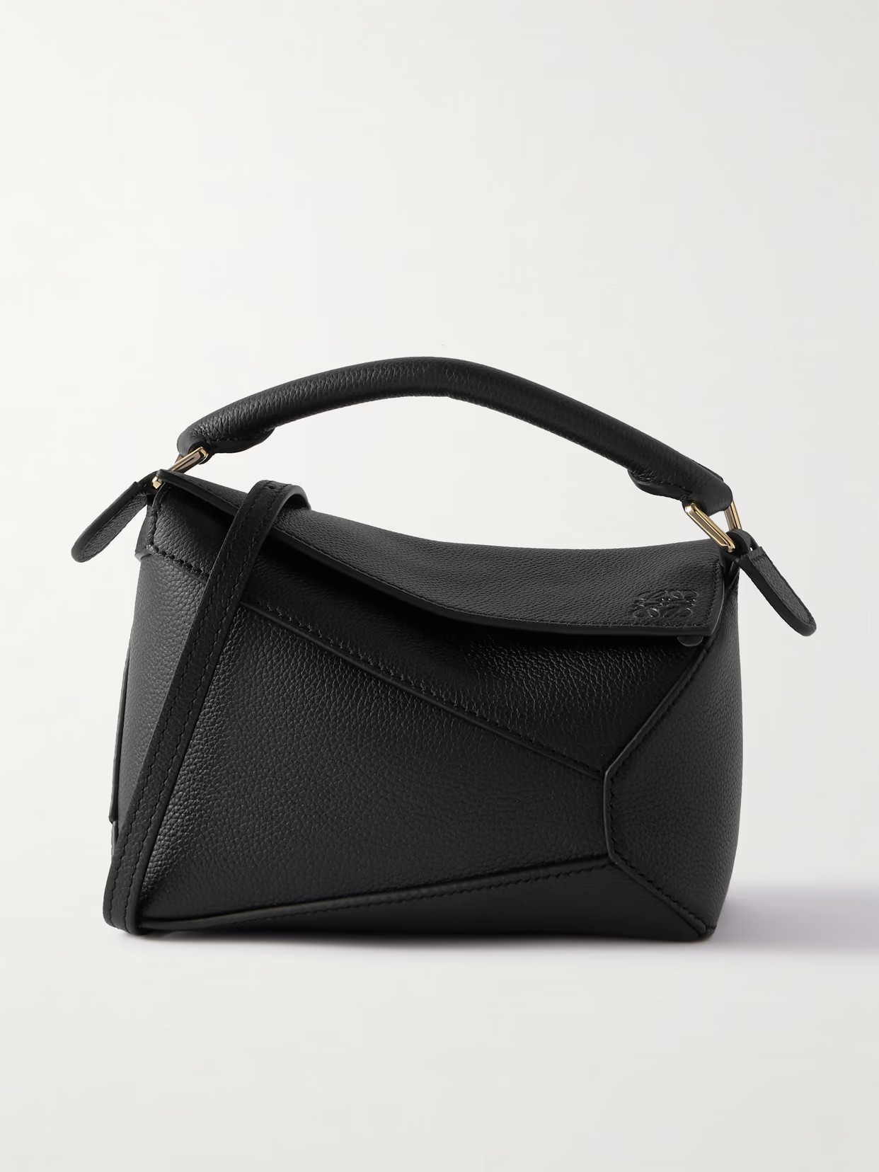 LOEWE - Puzzle Edge Mini Textured-leather Shoulder Bag - Black | NET-A-PORTER (US)