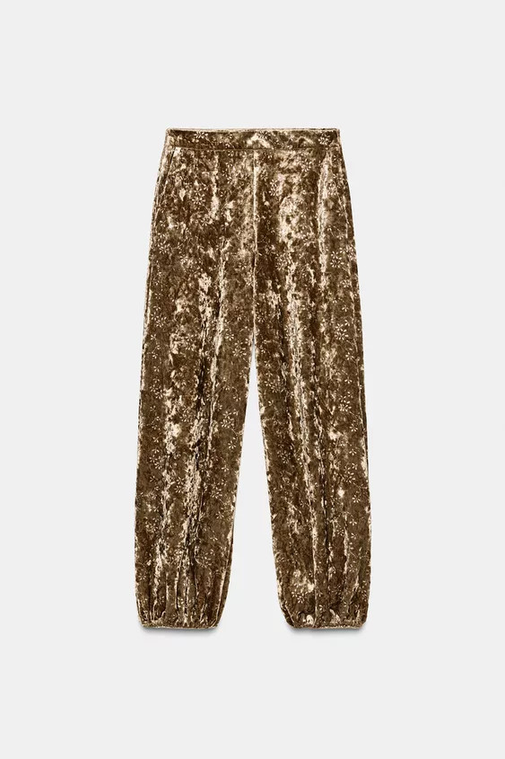 VELVET METALLIC THREAD BALLOON PANTS | Zara US