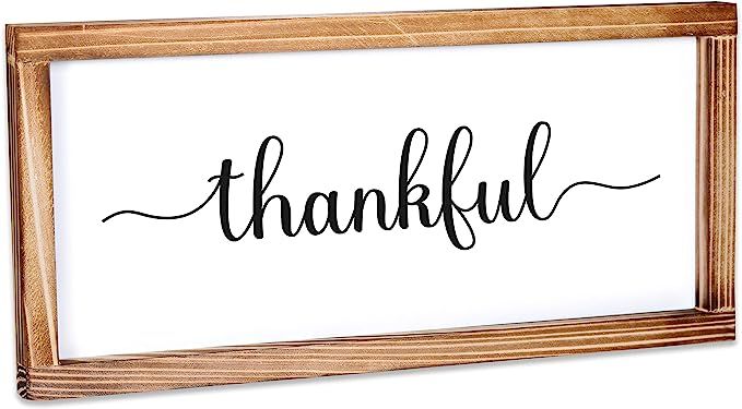Thankful Sign - Rustic Farmhouse Decor for the Home Sign - Wall Decorations for Living Room, Mode... | Amazon (US)
