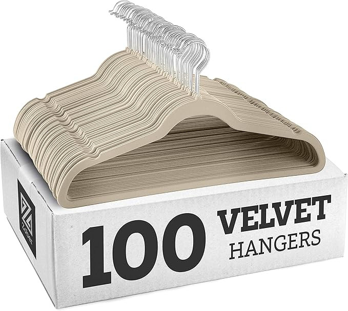 ZOBER Non-Slip Velvet Hangers, Suit Hangers Ultra Thin Space Saving 360 Degree Swivel Hook Strong... | Amazon (US)