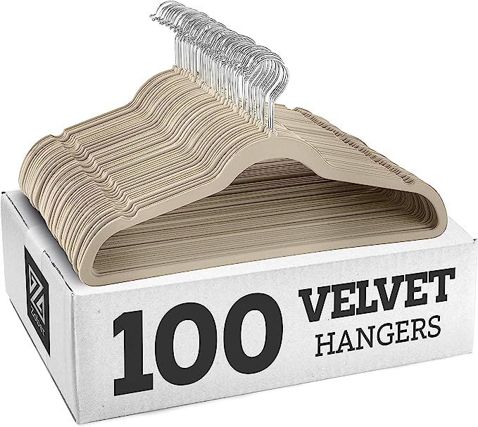 ZOBER Non-Slip Velvet Hangers, Suit Hangers Ultra Thin Space Saving 360 Degree Swivel Hook Strong... | Amazon (US)