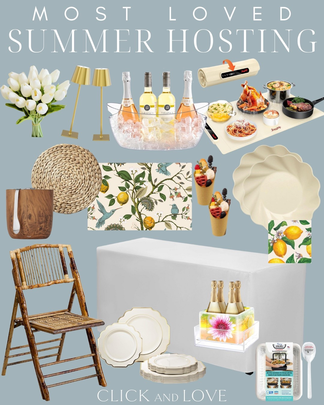 Most loved finds for all the summer hosting! These bamboo folding chairs are a new fav of mine! 

Amazon home, summer hosting, bamboo chairs, fitted tablecloth, placemats, centerpiece, ice mold, disposable plates, warming mat, beverage tub, ice bucket, tulips, rechargeable lamps, woven chargers, charcuterie cups, napkins, disposables, fancy pans, family gatherings, hosting, hostesses 

#LTKStyleTip #LTKSeasonal #LTKHome