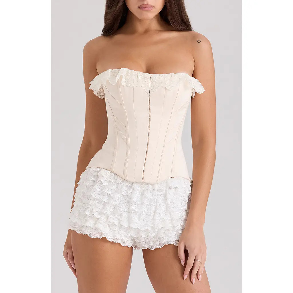 HOUSE OF CB Idella Strapless Corset Top in Ecru at Nordstrom, Size X-Small | Nordstrom