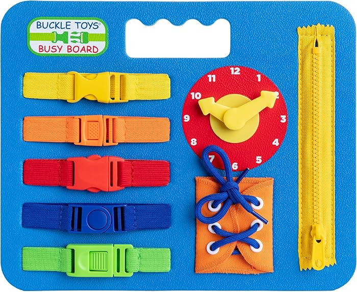 Buckle Toys Busy Board - Montessori Learning Toy for Toddlers Kids Road Trip Activies - Foam Sens... | Amazon (US)