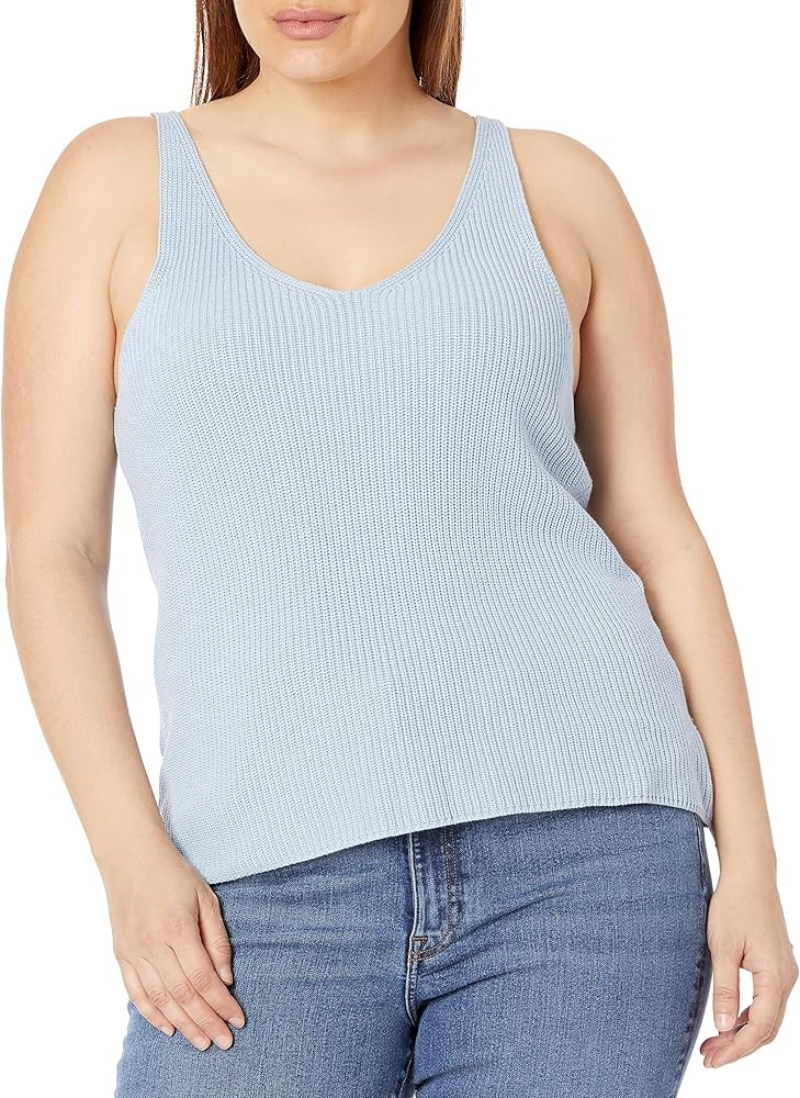The Drop Women's Claire Double V-Neck Textured Rib Sweater Tank | Amazon (US)