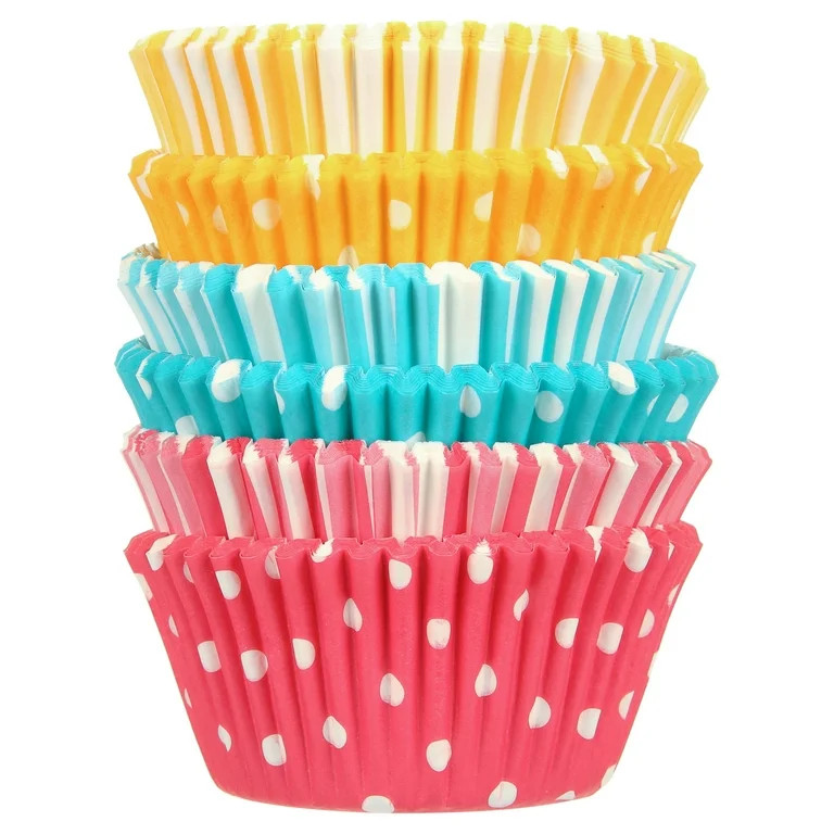 Wilton Dots and Stripes Cupcake Liners, 150-Count, 2 In. Diameter, Assorted Colors | Walmart (US)