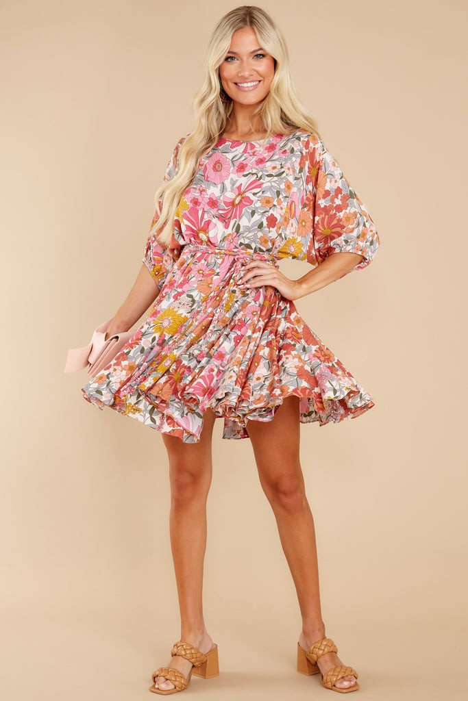 Bold Bloom Pink Multi Floral Print Dress- Floral Dress | Red Dress 