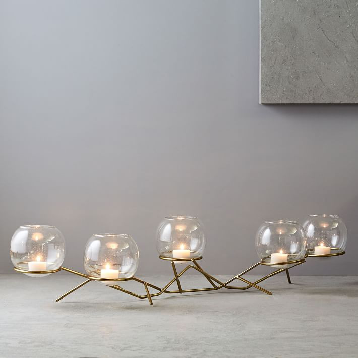 Brass & Glass Globe Votive Centerpiece | West Elm (US)