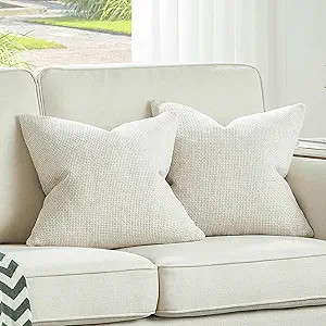WLNUI Beige Pillow Covers 18x18 Inch Set of 2 Luxurious Chenille Throw Pillow Covers Decorative S... | Amazon (US)