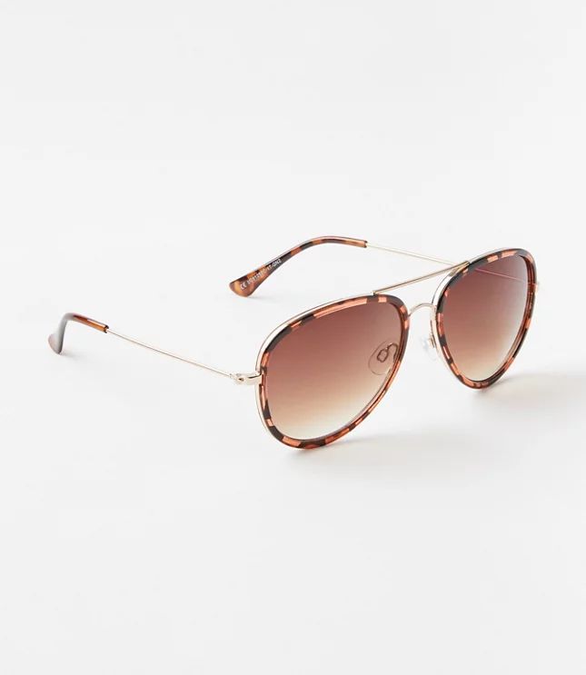 Tortoiseshell Print Aviator Sunglasses | LOFT