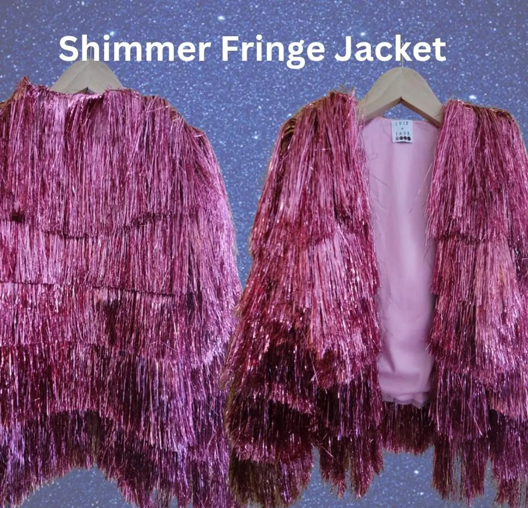 GIRLS Shimmer Fringe Midnight Karma Jacket | Sparkly Taylor Inspired Fringe Jacket | Sparkly Conc... | Etsy (US)