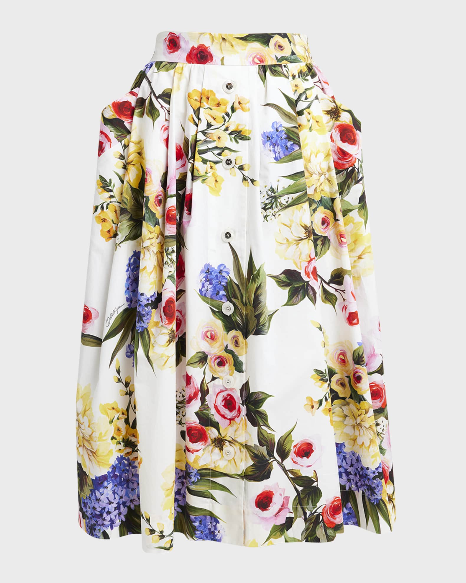 Floral Print Poplin Midi Skirt | Neiman Marcus