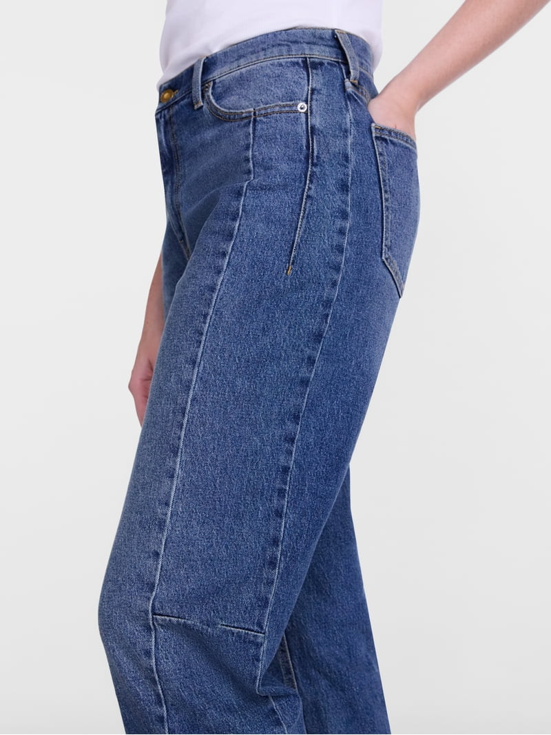 Scenario Women's and Women's Plus High Rise Barrel Jeans, 26", 28" Inseam, Sizes 0-28W | Walmart (US)