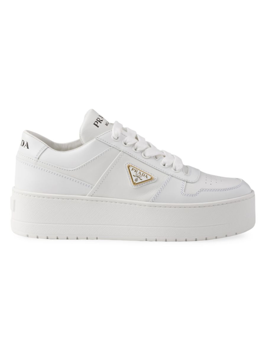 Shop Prada Downtown Bold Leather Sneakers | Saks Fifth Avenue | Saks Fifth Avenue