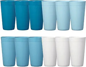 US Acrylic Newport 20 ounce Unbreakable Plastic Stackable Water Tumblers in Blue Sky | Set of 12 ... | Amazon (US)