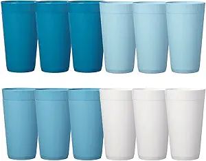 US Acrylic Newport 20 ounce Unbreakable Plastic Stackable Water Tumblers in Blue Sky | Set of 12 ... | Amazon (US)
