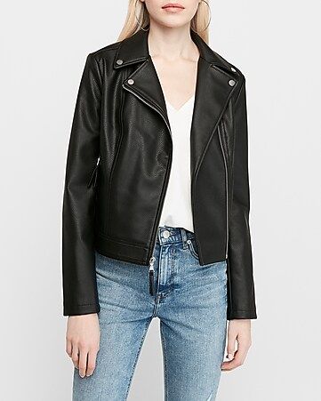 Vegan Leather Asymmetrical Zip Moto Jacket | Express