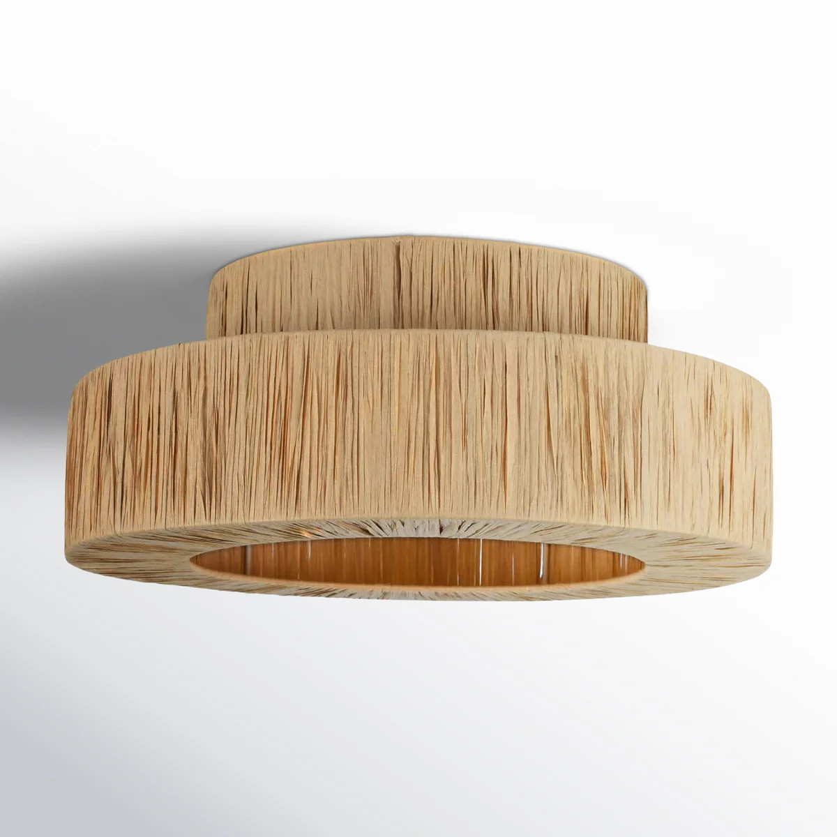 Abbie 1 - Light 17.17 " Modern Rattan Double-Layer Dimmable Metal Drum Flush Mount Lighting Fixtu... | Wayfair North America