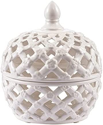 A&B Home Ceramic Lidded Jar White Porcelain Jar Home Décor Tabletop Decorative 8x8x10" | Amazon (US)